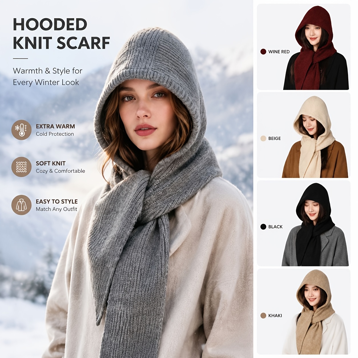 Men Accessories All - Kapuzenschal für Damen und Herren, All-in-One-Kapuzenschal,